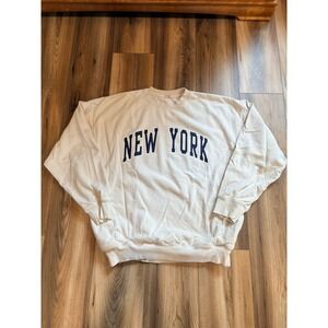 John Galt Sweatshirt Ivory Cream New York Men's 2XL Pockets Crewneck
